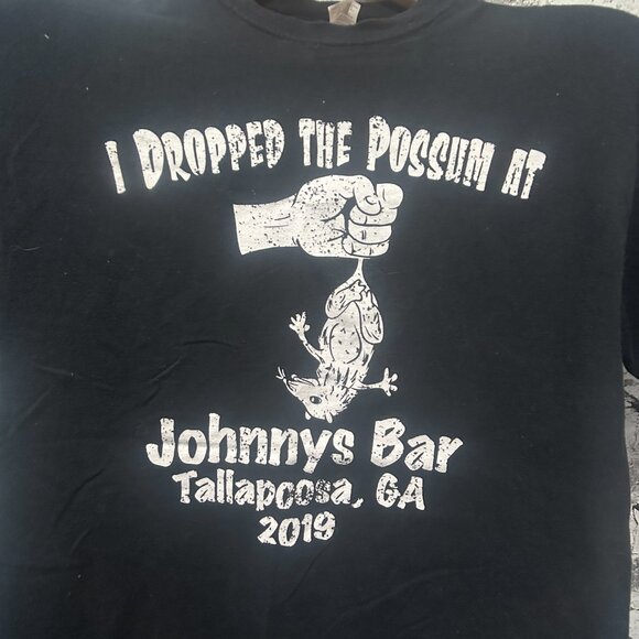 EUC Gildan Johnnys Bar Women's Black T-Shirt White Font Size Medium - Picture 3 of 9